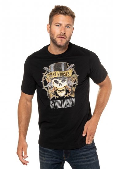 JP1880 Guns N’ Roses Skull Comfort Fit Band T-Shirt Black - T-paidat - Isot T-paidat 2XL – 14XL