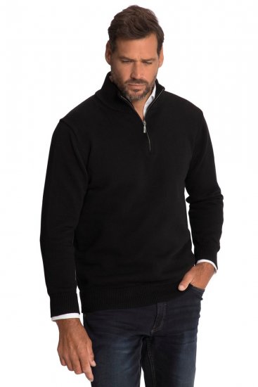JP1880 716842 Half-zip neulepaita Musta - Hupparit ja collegepaidat - Miesten hupparit ja collegepaidat isot koot