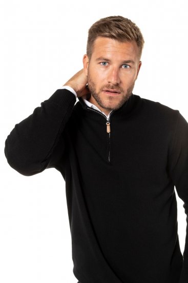 JP1880 716842 Half-zip neulepaita Musta - Hupparit ja collegepaidat - Miesten hupparit ja collegepaidat isot koot