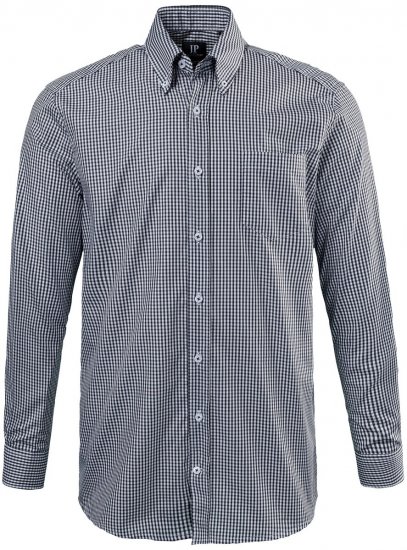 JP1880 722859 Pitkähihainen ruudullinen kauluspaita Musta - Kauluspaidat - Miesten isot kauluspaidat 2XL – 8XL