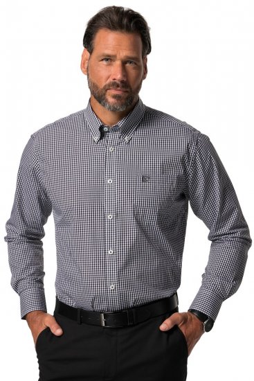 JP1880 722859 Pitkähihainen ruudullinen kauluspaita Musta - Kauluspaidat - Miesten isot kauluspaidat 2XL – 8XL