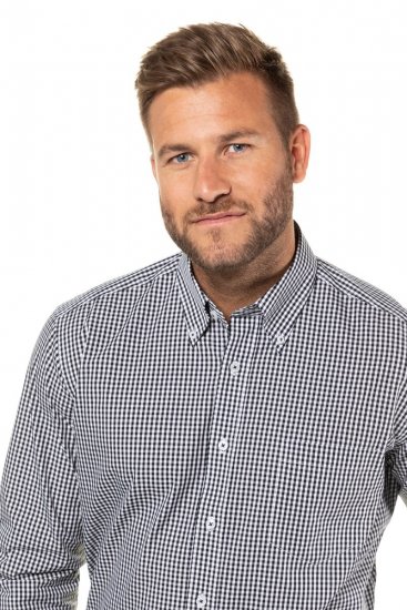 JP1880 722859 Pitkähihainen ruudullinen kauluspaita Musta - Kauluspaidat - Miesten isot kauluspaidat 2XL – 8XL