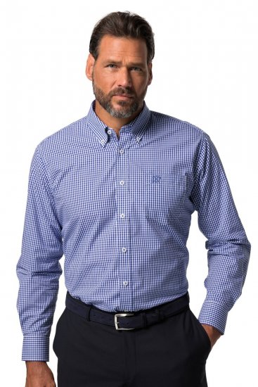 JP1880 722859 Pitkähihainen ruudullinen kauluspaita Vaaleansininen - Kauluspaidat - Miesten isot kauluspaidat 2XL – 8XL