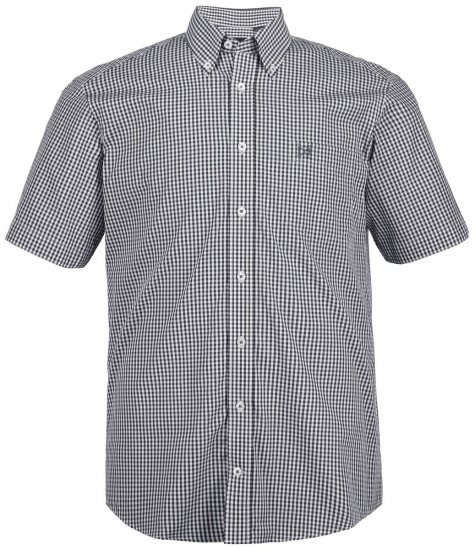 JP1880 722860 Lyhythihainen ruudullinen kauluspaita Musta - Kauluspaidat - Miesten isot kauluspaidat 2XL – 8XL