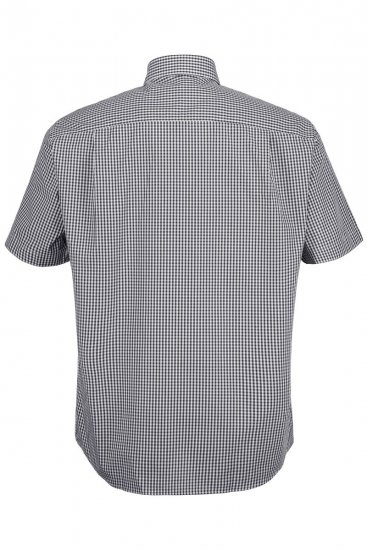 JP1880 722860 Lyhythihainen ruudullinen kauluspaita Musta - Kauluspaidat - Miesten isot kauluspaidat 2XL – 8XL