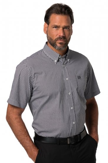 JP1880 722860 Lyhythihainen ruudullinen kauluspaita Musta - Kauluspaidat - Miesten isot kauluspaidat 2XL – 8XL