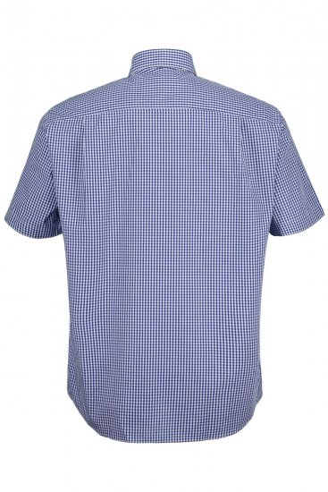 JP1880 722860 Lyhythihainen ruudullinen kauluspaita Vaaleansininen - Kauluspaidat - Miesten isot kauluspaidat 2XL – 8XL