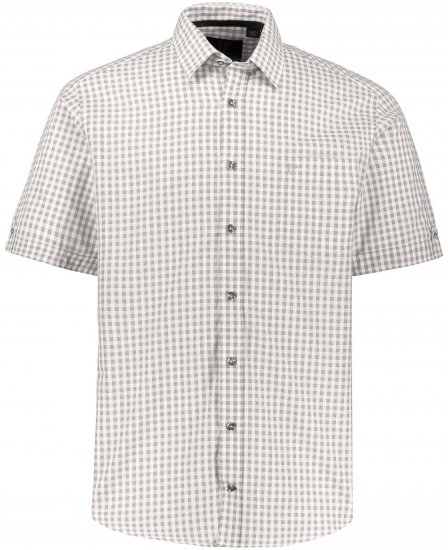 JP1880 Modern Fit Check Print Short Sleeve Shirt Grey - Kauluspaidat - Miesten isot kauluspaidat 2XL – 8XL