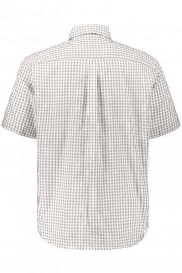 JP1880 Modern Fit Check Print Short Sleeve Shirt Grey - Kauluspaidat - Miesten isot kauluspaidat 2XL – 8XL
