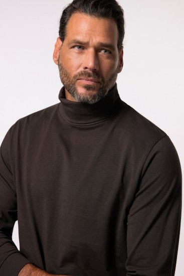JP1880 Turtleneck Sweatshirt Long Sleeve Dark Brown - Hupparit ja collegepaidat - Miesten hupparit ja collegepaidat isot koot