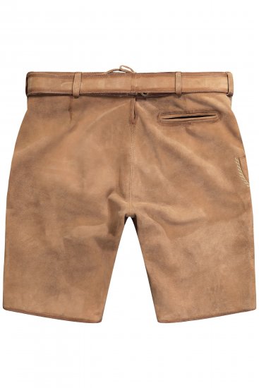 JP1880 Premium Goat Suede Staghorn Embroidery Shorts Leather Brown - Shortsit - Shortsit, isot koot – W40-W60