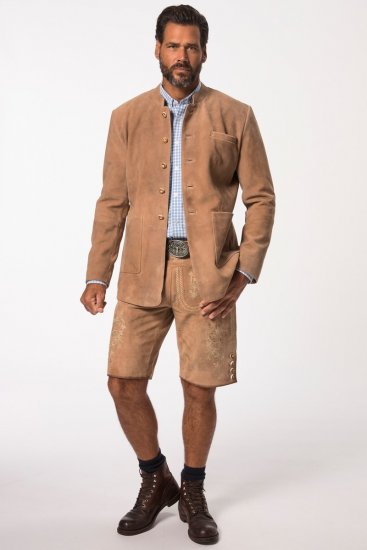 JP1880 Premium Goat Suede Staghorn Embroidery Shorts Leather Brown - JP1880 - JP1880 Miesten Isot Koot