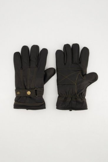 JP1880 Gloves Leather Warm Lining Black - Käsineet - 