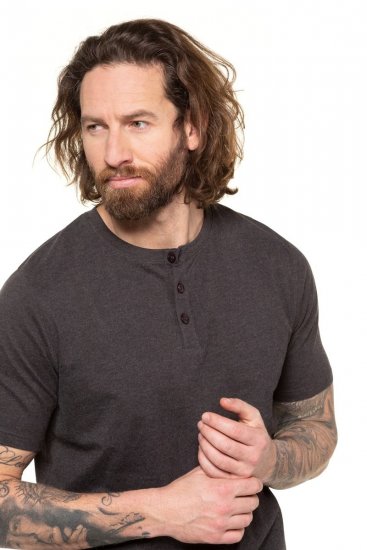 JP1880 726695 Henley-paita Tummanharmaa - T-paidat - Isot T-paidat 2XL – 14XL