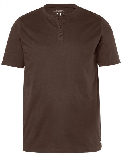 JP1880 Henley Basic T-Shirt with Buttons Brown - T-paidat - Isot T-paidat 2XL – 14XL