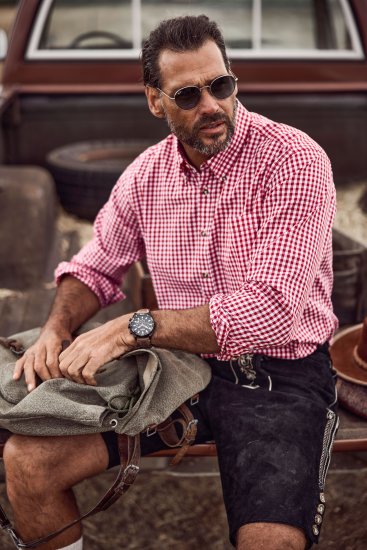 JP1880 Modern Fit Button-Down Collar Long Sleeve Check Shirt Light Red - Kauluspaidat - Miesten isot kauluspaidat 2XL – 8XL