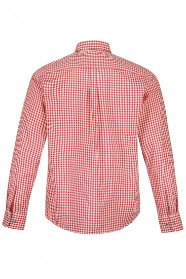 JP1880 Modern Fit Button-Down Collar Long Sleeve Check Shirt Light Red - Kauluspaidat - Miesten isot kauluspaidat 2XL – 8XL