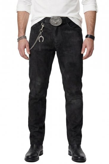 JP1880 Leather Pants Regular Fit Buffalo Nubuck Dark Brown - Farkut ja housut - Miesten isot farkut ja isot housut W40-W70