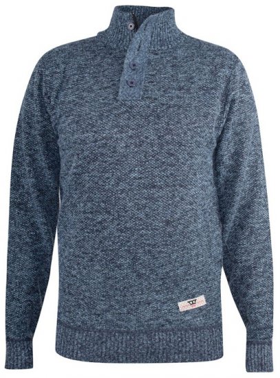 D555 Wilmington Zipper And Button Neck Sweater Blue - Hupparit ja collegepaidat - Miesten hupparit ja collegepaidat isot koot
