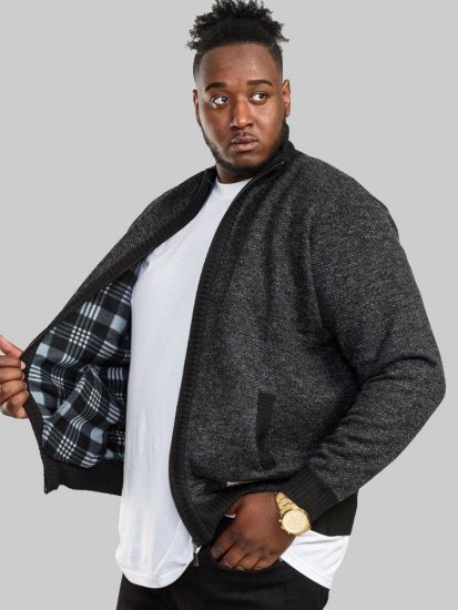 D555 Cavendish Black Jumper With Bonded Fleece Lining And Pocket - Hupparit ja collegepaidat - Miesten hupparit ja collegepaidat isot koot