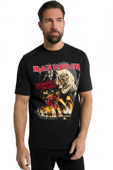 JP1880 Iron Maiden - Number of the Beast Graphic Comfort Fit Band T-Shirt Black - T-paidat - Isot T-paidat 2XL – 14XL