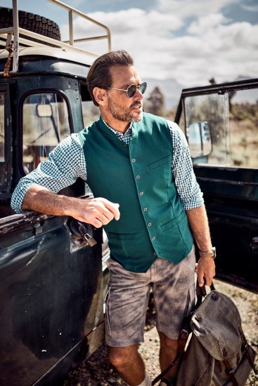 JP1880 Mottled Stretch Knit Stand-up Collar Vest Turquoise Blue - JP1880 - JP1880 Miesten Isot Koot