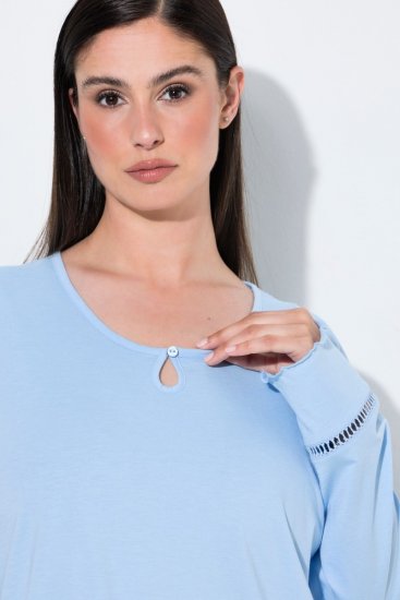 Ulla Popken 810592 Pyjama pitsillä Vaaleansininen - Pyjama/Loungewear - 