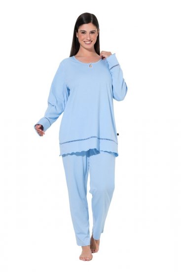 Ulla Popken 810592 Pyjama pitsillä Vaaleansininen - Pyjama/Loungewear - 
