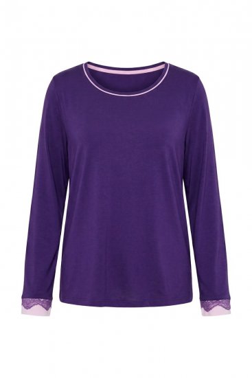 Ulla Popken 812441 Pitkähihainen pyjama pitsillä Kuninkaansininen - Pyjama/Loungewear - 