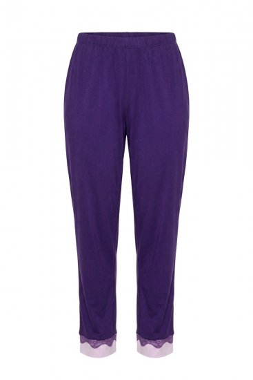 Ulla Popken 812441 Pitkähihainen pyjama pitsillä Kuninkaansininen - Pyjama/Loungewear - 
