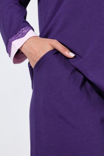 Ulla Popken 812441 Pitkähihainen pyjama pitsillä Kuninkaansininen - Pyjama/Loungewear - 