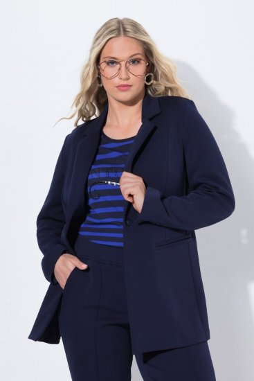 Ulla Popken 812754 Punto di roma -trikoobleiseri Tummansininen - Naisten bleiserit isot koot - Bleiserit naisille plus-koossa