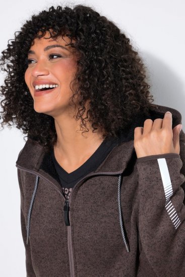 Ulla Popken 812880 Neulefleecetakki teddyfleecellä Taupe - Fleecevaatteet - 