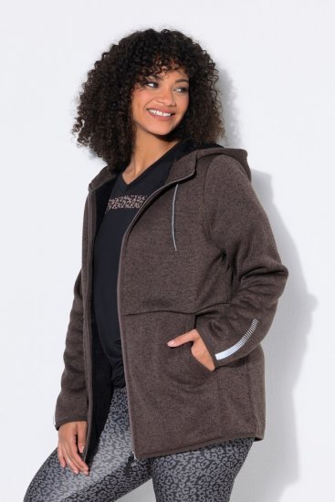 Ulla Popken 812880 Neulefleecetakki teddyfleecellä Taupe - Fleecevaatteet - 