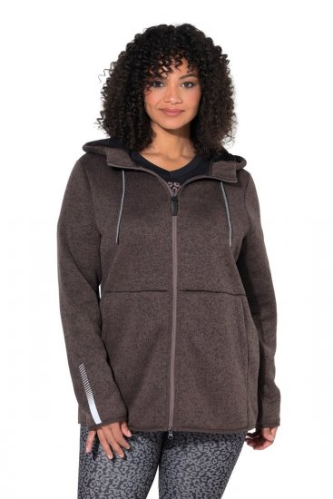 Ulla Popken 812880 Neulefleecetakki teddyfleecellä Taupe - Fleecevaatteet - 