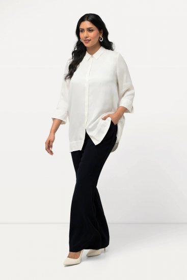 Ulla Popken 813306 Leveälahkeiset puvunhousut joustovyötäröllä Tummansininen - Kangashousut - Naisten plus-size kangashousut