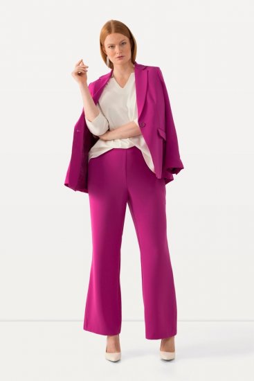 Ulla Popken 813306 Leveälahkeiset puvunhousut joustovyötäröllä Magenta - Kangashousut - Naisten plus-size kangashousut