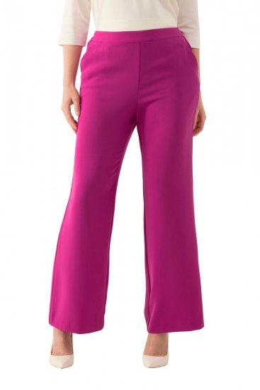 Ulla Popken 813306 Leveälahkeiset puvunhousut joustovyötäröllä Magenta - Kangashousut - Naisten plus-size kangashousut