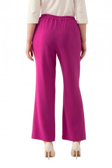 Ulla Popken 813306 Leveälahkeiset puvunhousut joustovyötäröllä Magenta - Kangashousut - Naisten plus-size kangashousut