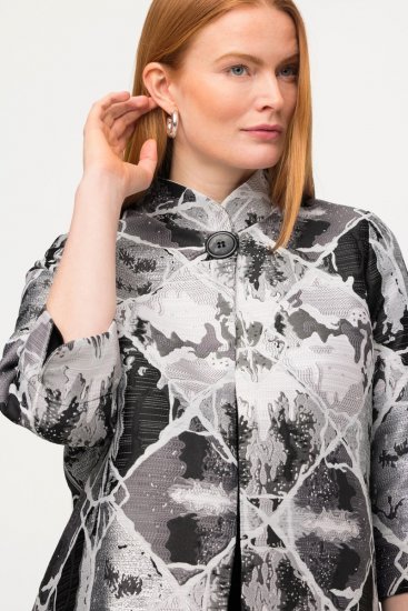 Ulla Popken 816673 Väljä jacquard-bleiseri 3/4-hihoilla Musta - Naisten bleiserit isot koot - Bleiserit naisille plus-koossa