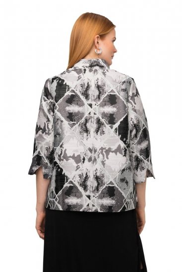 Ulla Popken 816673 Väljä jacquard-bleiseri 3/4-hihoilla Musta - Naisten bleiserit isot koot - Bleiserit naisille plus-koossa
