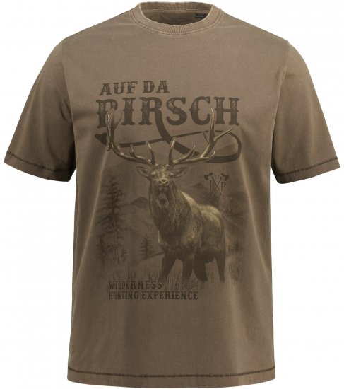 JP1880 Comfortable Fit Vintage Look T-Shirt Light Brown - T-paidat - Isot T-paidat 2XL – 14XL