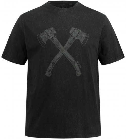 JP1880 Double Axe Design & Vintage Look T-Shirt Black - T-paidat - Isot T-paidat 2XL – 14XL