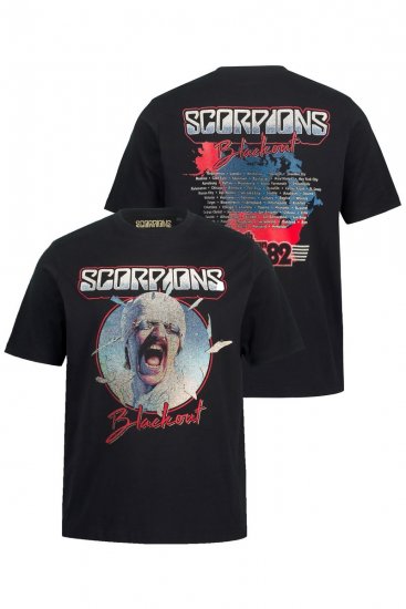 JP1880 Scorpions Blackout Graphic Comfort Fit Band T-Shirt Black - T-paidat - Isot T-paidat 2XL – 14XL