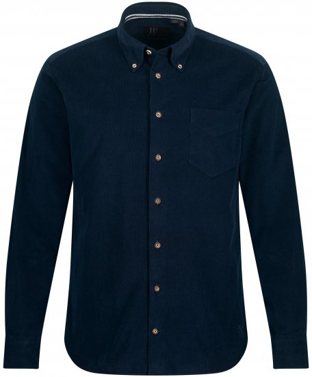 JP1880 Modern Fit Buttoned Collar Cotton Shirt Navy Blue - Kauluspaidat - Miesten isot kauluspaidat 2XL – 8XL