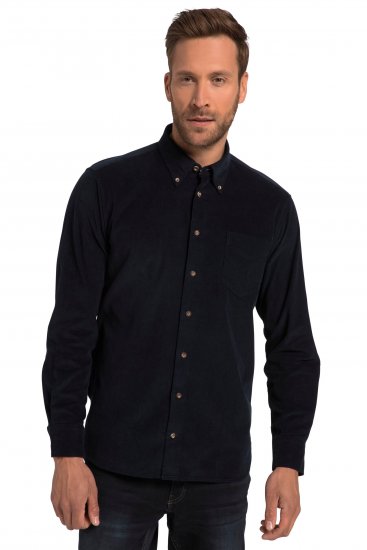 JP1880 Modern Fit Buttoned Collar Cotton Shirt Navy Blue - Kauluspaidat - Miesten isot kauluspaidat 2XL – 8XL