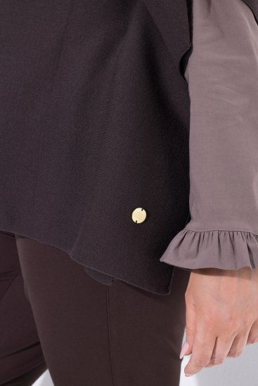 Ulla Popken 820620 Ponchoneule poolokauluksella Mahonginruskea - Ponchot ja viitat - 