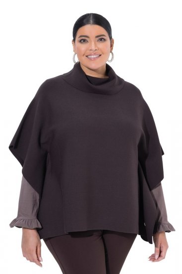 Ulla Popken 820620 Ponchoneule poolokauluksella Mahonginruskea - Ponchot ja viitat - 