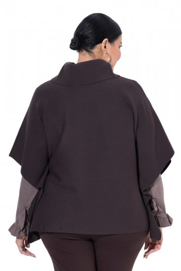 Ulla Popken 820620 Ponchoneule poolokauluksella Mahonginruskea - Ponchot ja viitat - 