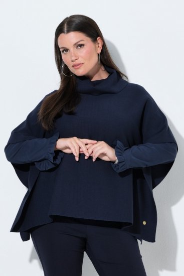 Ulla Popken 820620 Ponchoneule poolokauluksella Tummansininen - Ponchot ja viitat - 
